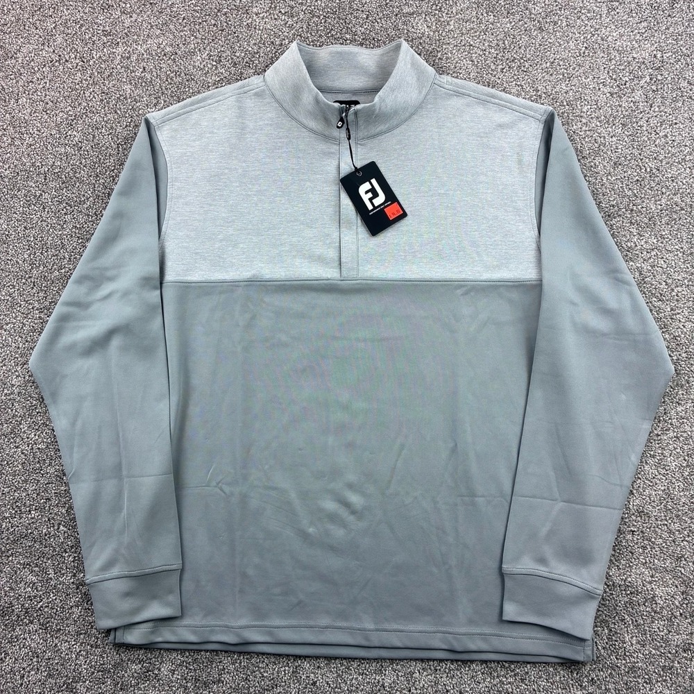 NWT Footjoy Heather Yoke Half-Zip Midlayer Mens‎ XL Gray Golf Pullover 25311